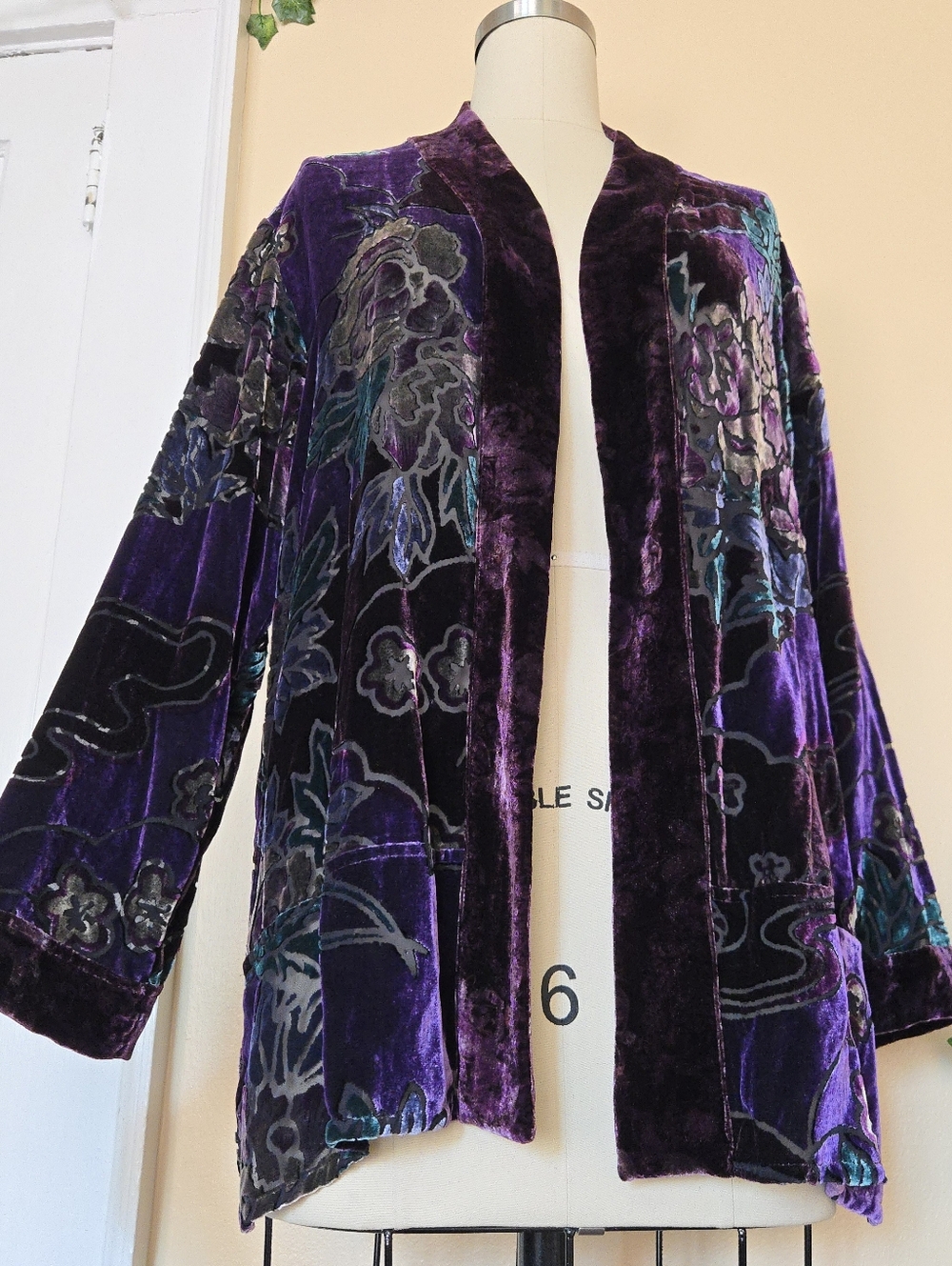 Purple multicolored burnout velvet jacket | Chico's | Size 2/Large